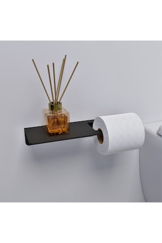 Aju Tuvalet Kağıtlığı, Modern Metal Rulo Tuvalet Kağıdı Tutucu, Banyo Aksesuarları, Rafı, Düzenleyici Siyah