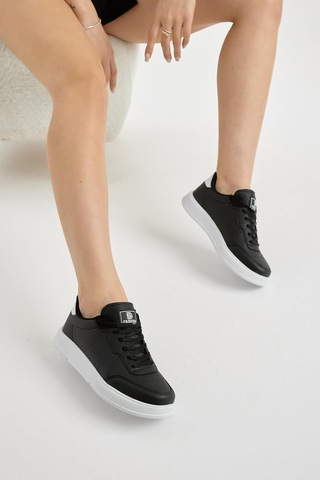 Tonny Black Hafif Faylon Taban Bağcıklı Unisex Siyah Beyaz Günlük Spor Ayakkabı Tbprf015 Siyah Beyaz