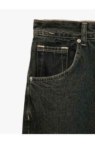 Koton Normal Bel Cepli Pamuklu Bol Super Baggy Jean Pantolon Green Cast 7wam40209nd Yeşil