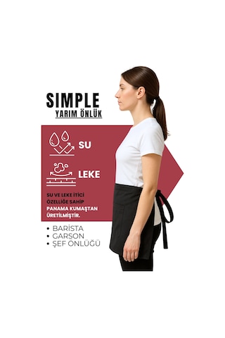 Brista Half Apron Yarım Önlük Cafe Önlüğü Garson Önlüğü Barista Önlüğü Siyah