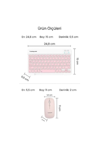 Pembe Kablosuz Klavye Ve Mouse Seti