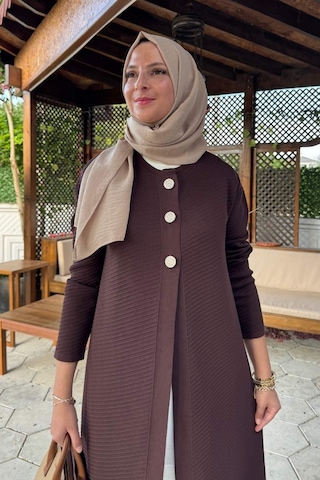 Rabia Şamlı Sinem Çelik Örme Triko Hırka Acı Kahve Normal