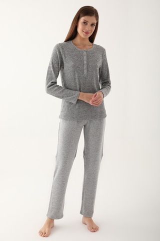 Pierre Cardin Gri Kadın Uzun Kol Pijama Takım