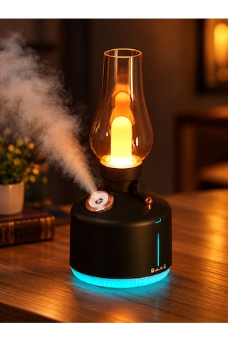Alfagift Şarjlı Nostaljik Gaz Lambası Hava Nemlendirici Ve Buhar Makinesi- Dekoratif Masa Ve Gece Lambası Yeşil