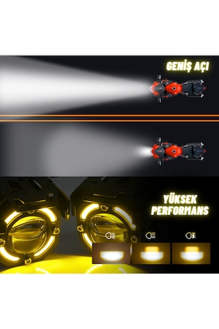 Led Motosiklet Ve Off Road Sis Farı Çakarlı Ultra Parlak 4 Modlu