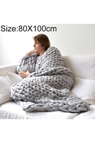 Sones Moda El Yapımı Polyester Battaniye, Boyut: 80x100cm Gri