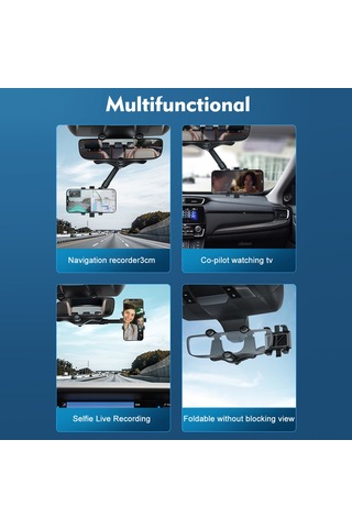 Yifomall Araç Geri Görüş Aynası Telefon Tutucu - 360 Döner, 4-6.7 İnç Uyumlu, Esnek 25-30cm , Tek Elle Kullanıma Uygun, Sabit Tutma Siyah