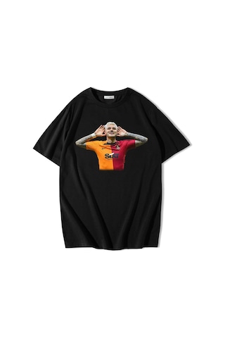 Brz Collection Unisex Oversize Icardi Baskılı T-shirt-siyah Siyah