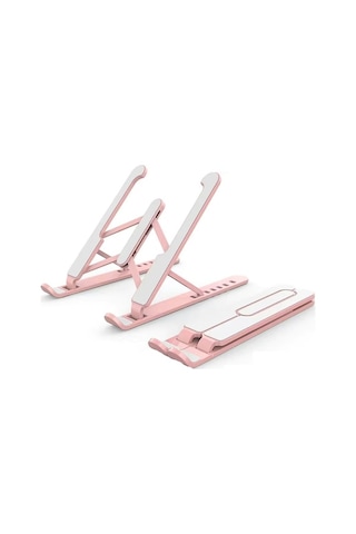 Didadodo 6 Seviyeli Taşınabilir Dizüstü Standı - 11-17 İnç Laptop/tablet İçin Soğutmalı Pembe