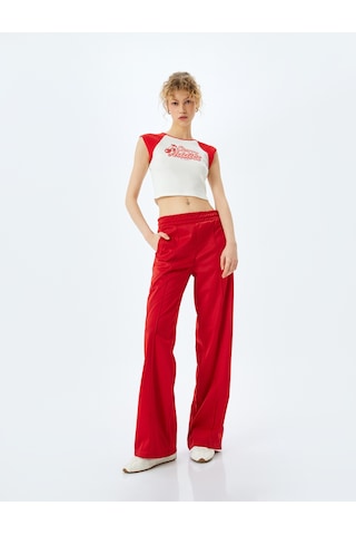 Koton Slogan Baskılı Crop Reglan Kol Tişört Ekru 5sal10119ık Ekru