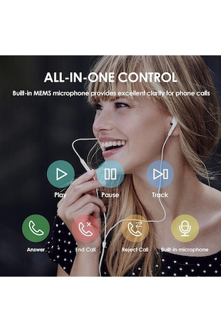 Willowhaven Lightning Uyumlu Kiboule Kablolu Kulaklık - Pop-up Bağlantı, Mikrofonlu, Kaliteli Ses, Spor/müzik Oynatımı Diğer