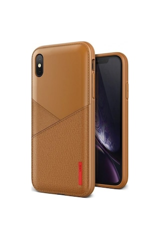 Vrs Apple Uyumlu iPhone Xs Max İle Leather Fit Label Kılıf Brown