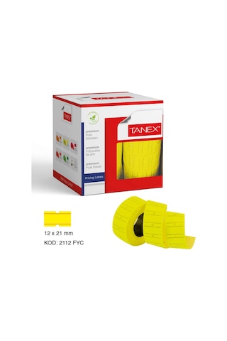 Tanex 12X21 MM Çizgili Floresan Sarı Fiyat Etiketi 24'Lü Kutu