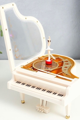Balerin Ve Piyano Müzik Kutusu Kurmalı Dekoratif Hediyelik Hediye Piyano Şeklinde Müzik Kutusu
