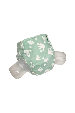 Baby Ybb Yıkanabilir Bebek Bezi Cepli Su Yeşili El Desen 3kg-12kg Standart