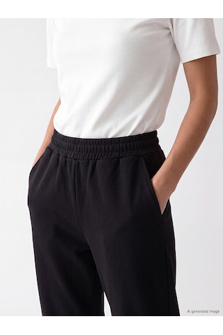 LC Waikiki Lc Waıkıkı Siyah Beli Lastikli Kadın Jogger Eşofman Altı