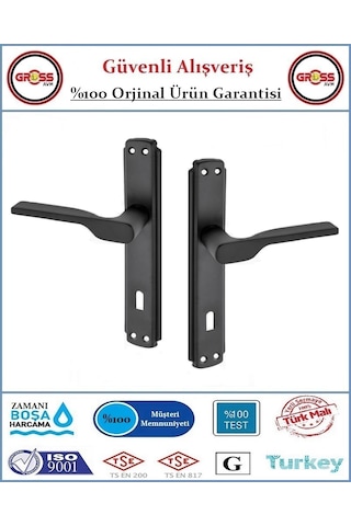 Veroni Mat Siyah İç Oda Kapı Kolu - Statik Fırın Boyalı - 1 Takım Ön Ve Arka