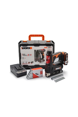 Worx WX843 20 V 2.0 Ah. Li-ion Zımba Çivi Çakma + 3500 Adet Yedek Zımba ve Çivi