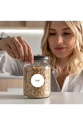 216 Adet Suya Dayanıklı Yuvarlak Baharat Ve Bakliyat Etiketi - Modern Kiler Düzenleyici Kavanoz Sticker Seti - Kapsam Diğer