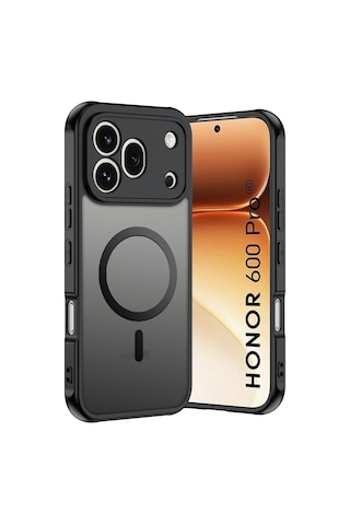 Honor 600 Pro 5g Uyumlu Kılıf Kamera Çevresi Korumalı Mat Siyah Magsafe Şarj Destekli Kapak