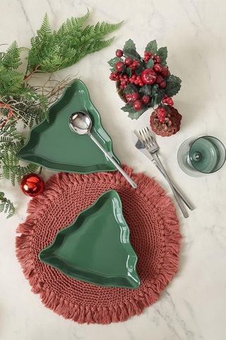Lexroo Yeşil Çam Kayık Tabak 22 Cm 2 Adet 308