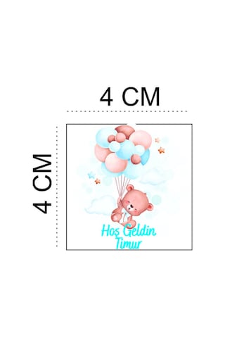 Kişiye Özel 50 Adet 4x4 Doğum Günü & Baby Shower Madlen Çikolata Sticker Etiketi Diğer