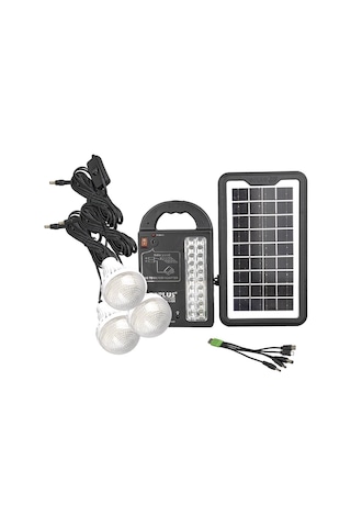 Powermaster Gd-999 Güneş Güneş Enerji Panelli Solar Aydınlatma 3 Lambalı Powerbank Özellikli Kamp Lambası Aydınlatma