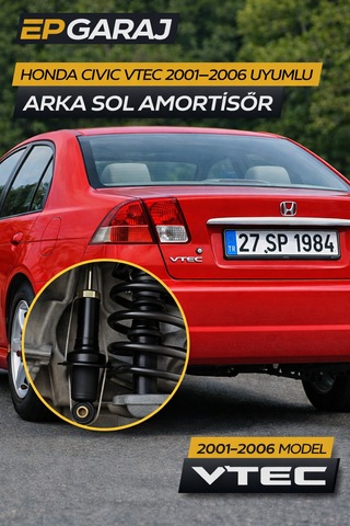 Honda Civic Vtec 2001 2006 Uyumlu Arka Sol Amortisör Oem -