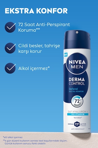 Nivea Men Derma Control Defend Sprey Deodorant 150 Ml 2 Adet