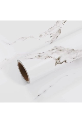 Jenerik Beyaz Mermer Desenli Yapışkanlı Kaplama Kağıdı Büyük Boy 5 Metre
