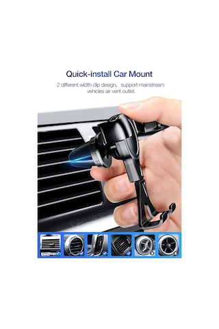 Soulader 360 Derece Dönebilen Ultra Sağlam Araç İçi Telefon Tutucu, Hızlı Ve Kolay Kullanım İçin Tasarlandı Siyah