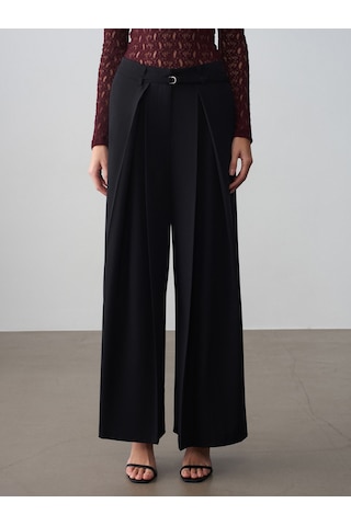 Dilvin 72665 İnce Kemerli Pantolon-siyah