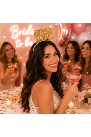 Bride To Be Altın Eva Taç Bekarlığa Veda Simli Parti Aksesuarı Diğer
