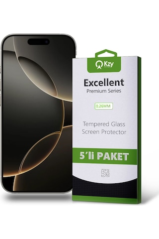 Apple Uyumlu   iPhone 16 Pro İle Temperli Ekran Koruyucu Kırılmaz Cam Ekonomik 5'li Paket