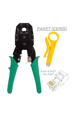 Rj11-rj9-rj45 3'lü Sıkma Pensesi, Rj45 100 Adet Konnektör Soket Set