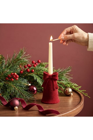 Karaca Home New Year Velvet Glow Mumluk 9,7x9,7x16 Cm Kırmızı