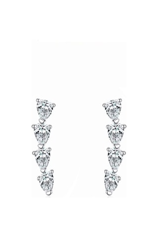 Timeless Series Zarif Damla Kesim Işık Taş Gümüş Kadın Küpe Gümüş