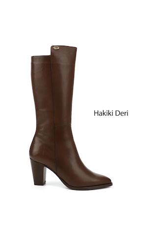 Gönderi(R) Gönderir Kadın Kahve Antik Sivri Burun Kalın Topuklu Hakiki Deri Çizme Gkzc13447530 Kahverengi