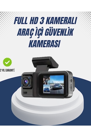 1080p Üç Kameralı Araç Kamerası Wi-fi Destekli Park Modu Ve G-sensörlü