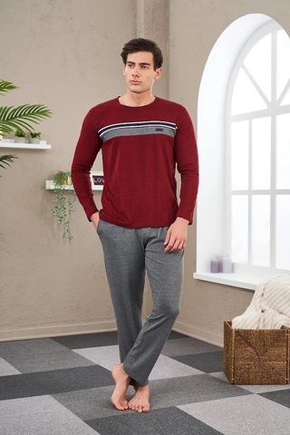 Pjs 23707 Erkek Bisiklet Yaka Pijama Takım 001