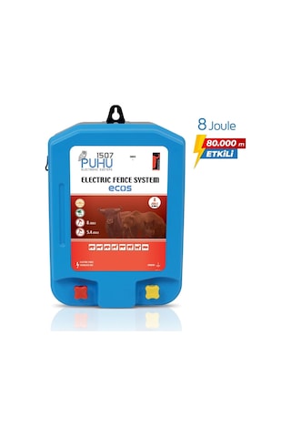Puhu Ecos Eko Güneş Enerjili Elektrikli Çit Cihazı 8 Joule 60w Panel + 12v/42ah Jel Akü