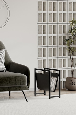 Coral Koltuk Yanı Dergilik , Gazetelik , Kitaplık, Siyah Metal - Siyah Deri