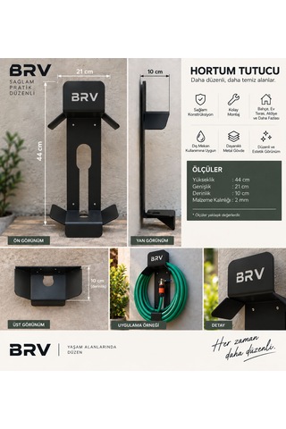 Bravon Outdoor Hortum Askısı ,metal Hortum Askısı 2 Mm Bahçe Hortum Toplama
