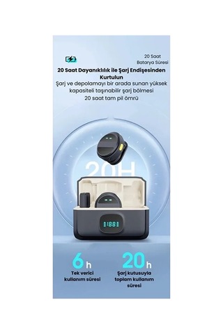 Magicool 2 Adet Profesyonel Kablosuz Yaka Mikrofonu Lighting Uyumlu Manyetik Klipsli