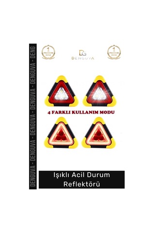 Reflektör Solar Led Güneş Panelli Powerbank Şarjlı Katlanabilir Trafik Işıklı Acil Durum Reflektör