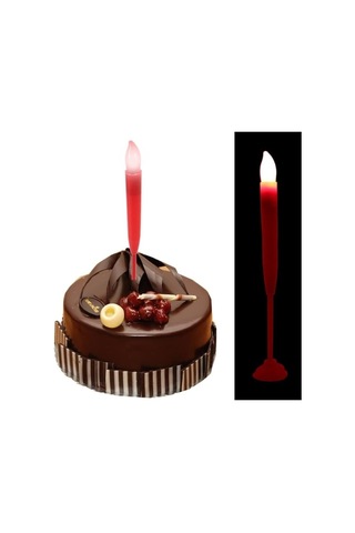 Süsle Bebek Ve Parti Dekoratif Pilli Led Şamdan Pasta Mumu, 25 Cm X 2 Cm - Kırmızı Diğer