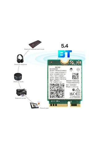 Wifi 7 Intel Be200 Kablosuz Ağ Kartı Bluetooth 5.4 Wifi Be200ngw Ngff Adaptörü Only Card