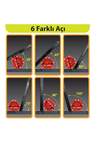 Magnethink Manyetik Kaynak Gönyesi Güçlü Mıknatıslı Aç Kapa Özellikli 6 Açılı Kolay Temizlenebilen Kırmızı 1 Adet