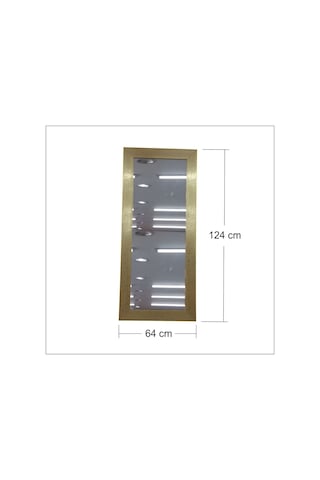Büyük 124X64Cm Altın Yaldız Salon Antre Komodin Etajer Boy Aynası Altın