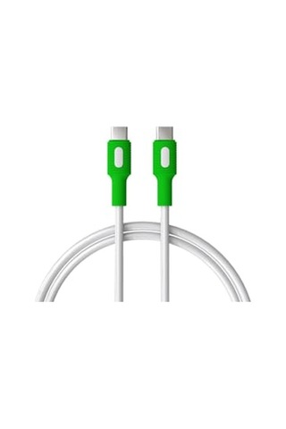 Coral Type C-c Power Delivery Hızlı Şarj Kablosu, Beyaz Kablo, Beyaz/yeşil Uçlar 150 Cm Diğer